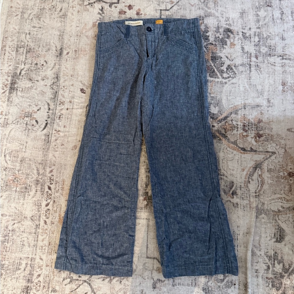 Anthropologie Blue Linen Pants